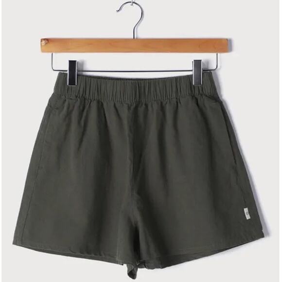 Rhythm Australia Olive Green Linen Blend Beach Shorts AU 12 US 8 NWT - Picture 1 of 6